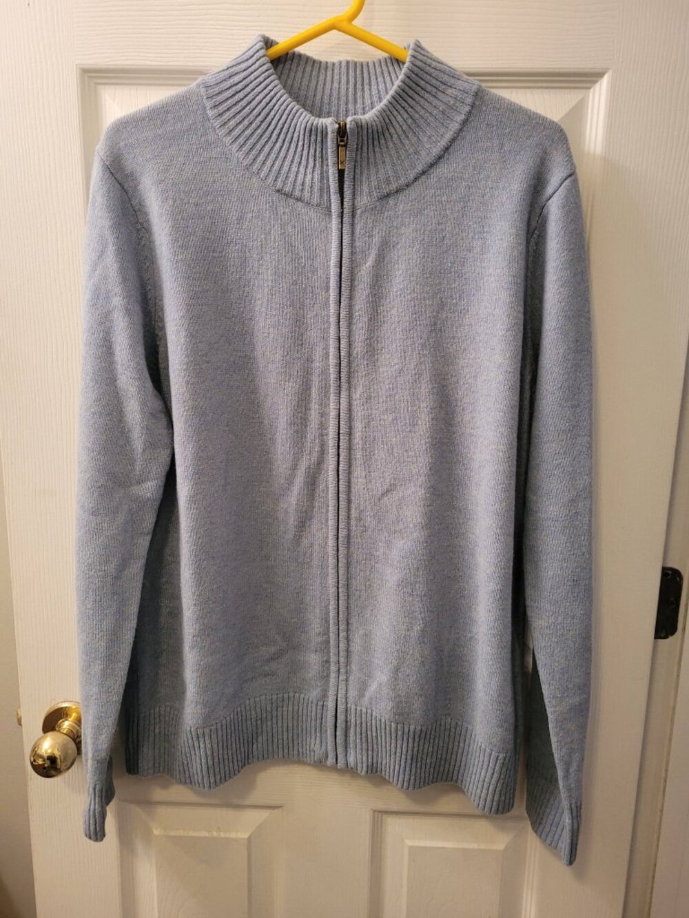XL WoolOvers Full Zip Cardigan, Powder Blue